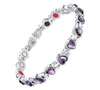 Generisch Bracciale magnetico da donna in acciaio al titanio. Un braccialetto sano per alleviare il dolore dell'artrite. Il design del diamante cuore, Verstellbar, Strass, Agata