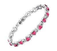 Generisch Bracciale magnetico da donna in acciaio al titanio. Un braccialetto sano per alleviare il dolore dell'artrite. Il design del diamante cuore, Verstellbar, Strass, Agata