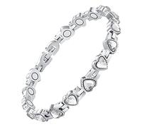 Generisch Bracciale magnetico da donna in acciaio al titanio. Un braccialetto sano per alleviare il dolore dell'artrite. Il design del diamante cuore, Verstellbar, Strass, Agata