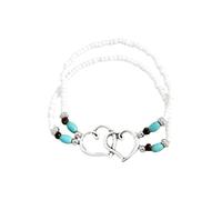 Generisch Bracciale Messaggi Coppia Per Uomini Anelli Resort, Collana di perle d'amore Doppia, Bracciale da donna Piccolo Colori Coppia Anelli, Taglia unica, Metallo