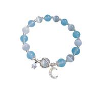 Generisch Bracciale per 2 braccialetti con pietra lavanda per donne Design Gray Star And Moon Beaded Bracelet for Friends And Students Bracciale in pelle, Taglia unica, Cristallo artificiale, Senza