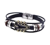Generisch Bracciale per chitarra da uomo, in similpelle con design di chitarra rock, stile vintage, alla moda, accessorio musicale, per tutti i giorni, viaggi e festival musicali, Siehe Beschreibung