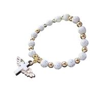 Generisch Bracciale Uomo Blu Elastico Anelli e Ragazza/Battesimo Bautizo Recuerdos Evento Chiesa Acciaio Larghezza Per Scelta Mm Gioielli (C, One Size)
