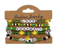 Generisch Braccialetti con perline di calcio, set di gioielli sportivi unisex, accessori per tifosi della giornata di gioco, per genitori, allenatori e giocatori, braccialetti con spirito della