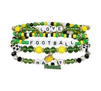 Generisch Braccialetti sportivi | Bracciale elastico di perle per uomo e donna | Ciondolo sportivo e gioielli da calcio, per padri, madri, allenatori, giochi scolastici ed eventi di team building