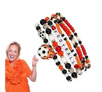 Generisch Braccialetti sportivi | Bracciale elastico di perle per uomo e donna | Ciondolo sportivo e gioielli da calcio, per padri, madri, allenatori, giochi scolastici ed eventi di team building