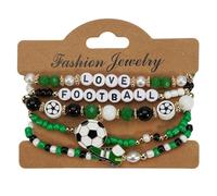 Generisch Braccialetti sportivi | Bracciale elastico di perle per uomo e donna | Ciondolo sportivo e gioielli da calcio, per padri, madri, allenatori, giochi scolastici ed eventi di team building