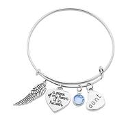 Generisch Braccialetto con messaggio, braccialetto con ciondolo a forma di ala di mio padre regolabile, mamma, cuore, angelo, bracciali in acciaio naturale, regalo in messaggi, gioielli, Taglia unica