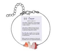 Generisch Braccialetto con segno zodiacale, regalo di compleanno, gemelli, leone, sagittario, regali, cavigliera, regalo di segno zodiacale, bracciale in pietra naturale per donne plus size, Taglia