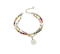 Generisch Braccialetto dell'amicizia della Boemia da donna, realizzato a mano, con perline colorate, crisantemo, fascino, festa in spiaggia, regalo per la creazione di braccialetti per ragazze, Taglia