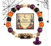Generisch Braccialetto dell'amicizia per Halloween, elastico con perle | Braccialetti di Halloween per campeggio, piscina, attività all'aperto, festival, carnevale, danza, Natale e matrimoni