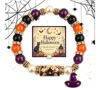 Generisch Braccialetto dell'amicizia per Halloween, elastico con perle | Braccialetti di Halloween per campeggio, piscina, attività all'aperto, festival, carnevale, danza, Natale e matrimoni