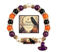 Generisch Braccialetto dell'amicizia per Halloween, elastico con perle | Braccialetto con ciondoli per Halloween, per matrimoni, campeggio, piscina, attività all'aperto, festival, carnevale, danza e