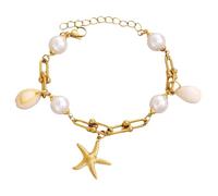 Generisch Braccialetto di San Valentino, anelli con ciondolo a conchiglia e perle, elegante gioiello da donna. Rosa Argento Quarzo Gioielli, 18.00, Metallo