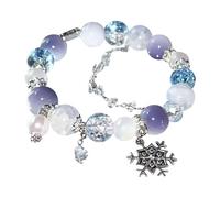 Generisch Bracciali di perle con ciondolo a forma di fiocco di neve in argento (opale blu caramelle, Taglia unica, Plastica, Nessuna pietra preziosa
