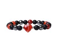 Generisch Bracciali Messaggi Con Perline Gioielli Cuore Charms Bangles Stone With Pearls Beads Bracciale Colori Ciondoli Amanti Anelli, Taglia unica, Plastica
