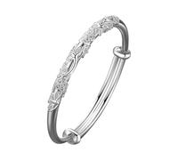 Generisch Bracelets for Women Fashion Jewelry Simple Adjustable 925 Silver Cuff Bangles For Women Mom Wife Valentine Mothers Day Gioielli da donna senza nichel, Taglia unica, Metallo, Nessuna pietra