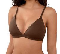 Generisch Bralette a triangolo senza stiratura, sfoderata, senza cuciture, senza ferretto, comodo reggiseno non imbottito per l'uso quotidiano, caffè, S