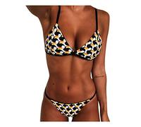 Generisch Braziliano Due Pezzi Costumi Da Bagno Set Stampe Ad Alta Pressione Per Le Donne Bikini Breve Vestiti Da Bagno Taglio Caldo Tan, bianco, S
