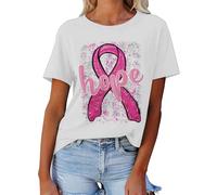 Generisch Breast Cancer Advocacy Women Print Camicie estive quotidiane da donna canotta con scollo rotondo neon top donna, d, M