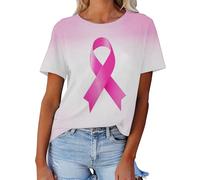 Generisch Breast Cancer Advocacy Women Print Camicie estive quotidiane da donna canotta con scollo rotondo neon top donna, c, S