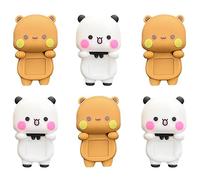 Generisch Bubu Dududu, 6 pezzi Mini Orsetto Figurine Dudu Bubu Divertente Cartoon Orsetto Dashboard Decorazioni Carino Cartone Animato Statua per Scrivania Computer Cellulare Auto