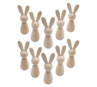 Generisch Bunny Peg Dolls - Bambole in legno, 10 pezzi, statuette animali, statuette in legno non finite, decorazioni per feste, decorazioni per la casa e l'ufficio