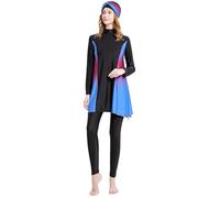 Generisch Burkini, costume da bagno da donna, 3 pezzi, a maniche lunghe, con motivo hijab gradiente, alla moda, costume da bagno musulmano, per vacanze in spiaggia, nuoto, costume da surf, viola., M