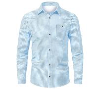 Generisch Busimess, camicia da uomo per costume tradizionale bavarese, camicia per il tempo libero, a quadretti, camicia a maniche lunghe, in cotone, slim fit, per attività all'aria aperta, comoda
