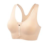 Generisch Bustier con cerniera frontale, parte superiore alta da allenamento yoga, traspirante, supporto, senza cuciture, comfort, fitness, bustino Activewear, beige., 3XL