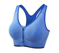 Generisch Bustier con cerniera frontale, parte superiore alta da allenamento yoga, traspirante, supporto, senza cuciture, comfort, fitness, bustino Activewear, Blu, 5XL