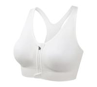 Generisch Bustier con cerniera frontale, parte superiore alta da allenamento yoga, traspirante, supporto, senza cuciture, comfort, fitness, bustino Activewear, bianco, 4XL