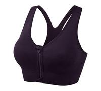 Generisch Bustier con cerniera frontale, parte superiore alta da allenamento yoga, traspirante, supporto, senza cuciture, comfort, fitness, bustino Activewear, Nero , XXL