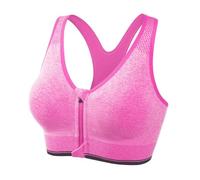 Generisch Bustier con cerniera frontale, parte superiore alta da allenamento yoga, traspirante, supporto, senza cuciture, comfort, fitness, bustino Activewear, rosa intenso, L