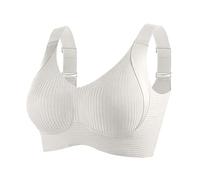 Generisch Bustier - Set di reggiseni sportivi da donna, comodi, a coste, senza stiratura, regolabile, imbottiti, per tutti i giorni, bianco, 3XL