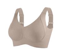 Generisch Bustier - Set di reggiseni sportivi da donna, comodi, a coste, senza stiratura, regolabile, imbottiti, per tutti i giorni, cachi, 4XL