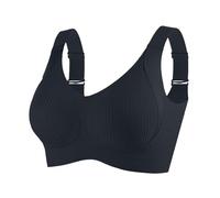 Generisch Bustier - Set di reggiseni sportivi da donna, comodi, a coste, senza stiratura, regolabile, imbottiti, per tutti i giorni, Nero , 4XL