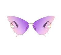 Generisch Butterfly Sunglasses for Women, Oversized UV Protection Anti-Glare Frameless Eyewear, Perfect for Outdoor Driving, Vacation, Festivals, and Summer, lavanda, vedi descrizione