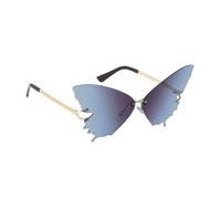 Generisch Butterfly Sunglasses for Women, Oversized UV Protection Anti-Glare Frameless Eyewear, Perfect for Outdoor Driving, Vacation, Festivals, and Summer, Blu scuro, vedi descrizione