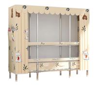 Generisch Cabinet pieghevole Wardrobe Fabric with Clothes Rails and Storage Drawers, Sturdy Design with Side Pockets for Bedroom and Dressing Room
