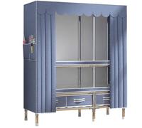 Generisch Cabinet pieghevole Wardrobe Fabric with Clothes Rails and Storage Drawers, Sturdy Design with Side Pockets for Bedroom and Dressing Room