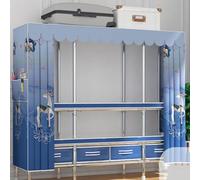 Generisch Cabinet pieghevole Wardrobe Fabric with Clothes Rails and Storage Drawers, Sturdy Design with Side Pockets for Bedroom and Dressing Room
