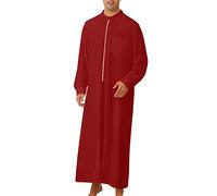 Generisch Caftano musulmano da uomo con scollo a O e maniche lunghe - Islamico Dubai Robe Vestibilità ampia - Comodo Abaya per preghiera, feste e vita quotidiana - Perfetto per Ramadan, Eid come