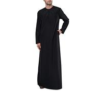 Generisch Caftano musulmano da uomo con scollo a O e maniche lunghe - Islamico Dubai Robe Vestibilità ampia - Comodo Abaya per preghiera, feste e vita quotidiana - Perfetto per Ramadan, Eid come