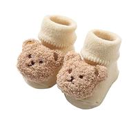 Generisch Calde scarpe invernali per bambini dal design grazioso orso con suola morbida per i primi passi del bambino nella stagione fredda, beige., 19 EU