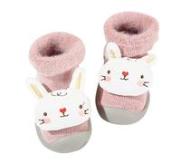 Generisch Caldi calzini invernali per bambini, velluto di corallo dei cartoni animati, calze calde, antiscivolo, orecchie di peluche carine, calzini alti per bambini scarpe 1 anno ragazzo, Colore: