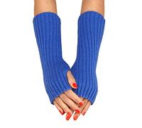 Generisch Caldi guanti a mezze dita da donna, invernali, con design a righe lunghe, in lana, multicolore, effetto vernice normale