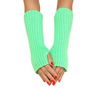 Generisch Caldi guanti a mezze dita da donna, invernali, con design a righe lunghe, in lana, multicolore, effetto vernice normale