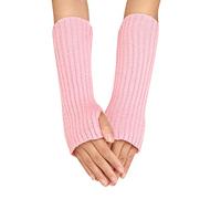 Generisch Caldi guanti a mezze dita da donna, invernali, con design a righe lunghe, in lana, multicolore, effetto vernice normale