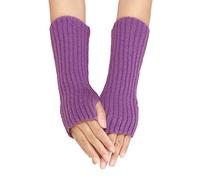 Generisch Caldi guanti a mezze dita da donna, invernali, con design a righe lunghe, in lana, multicolore, effetto vernice normale